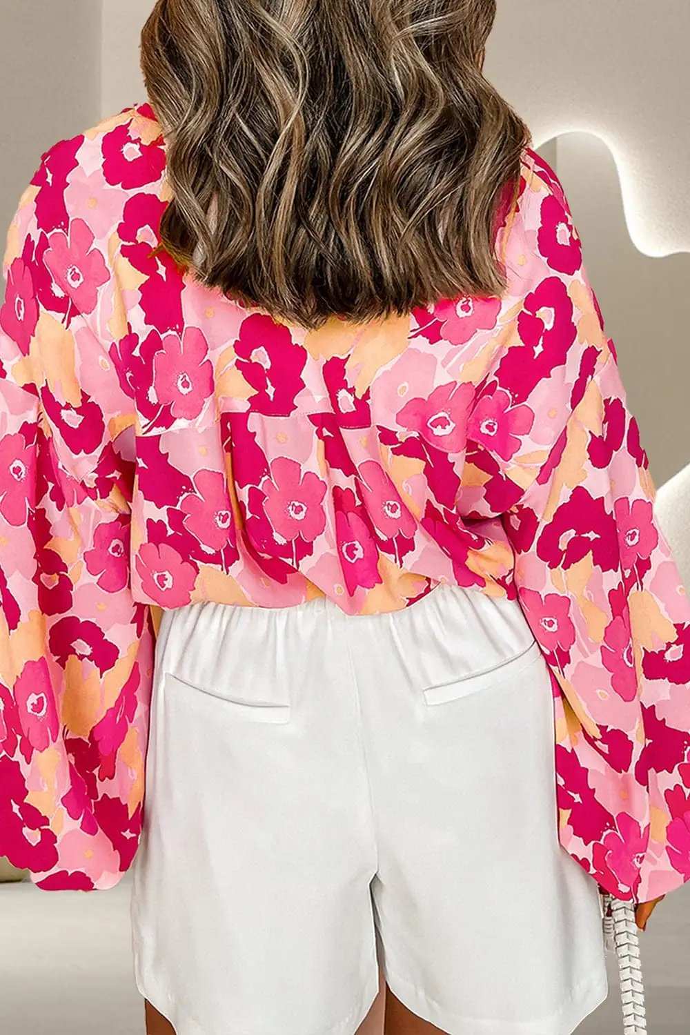 Printed Button Up Long Sleeve Blouse - Trendsi - Flyclothing LLC