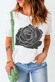 Rose Graphic Round Neck Short Sleeve T-Shirt - Trendsi - Flyclothing LLC