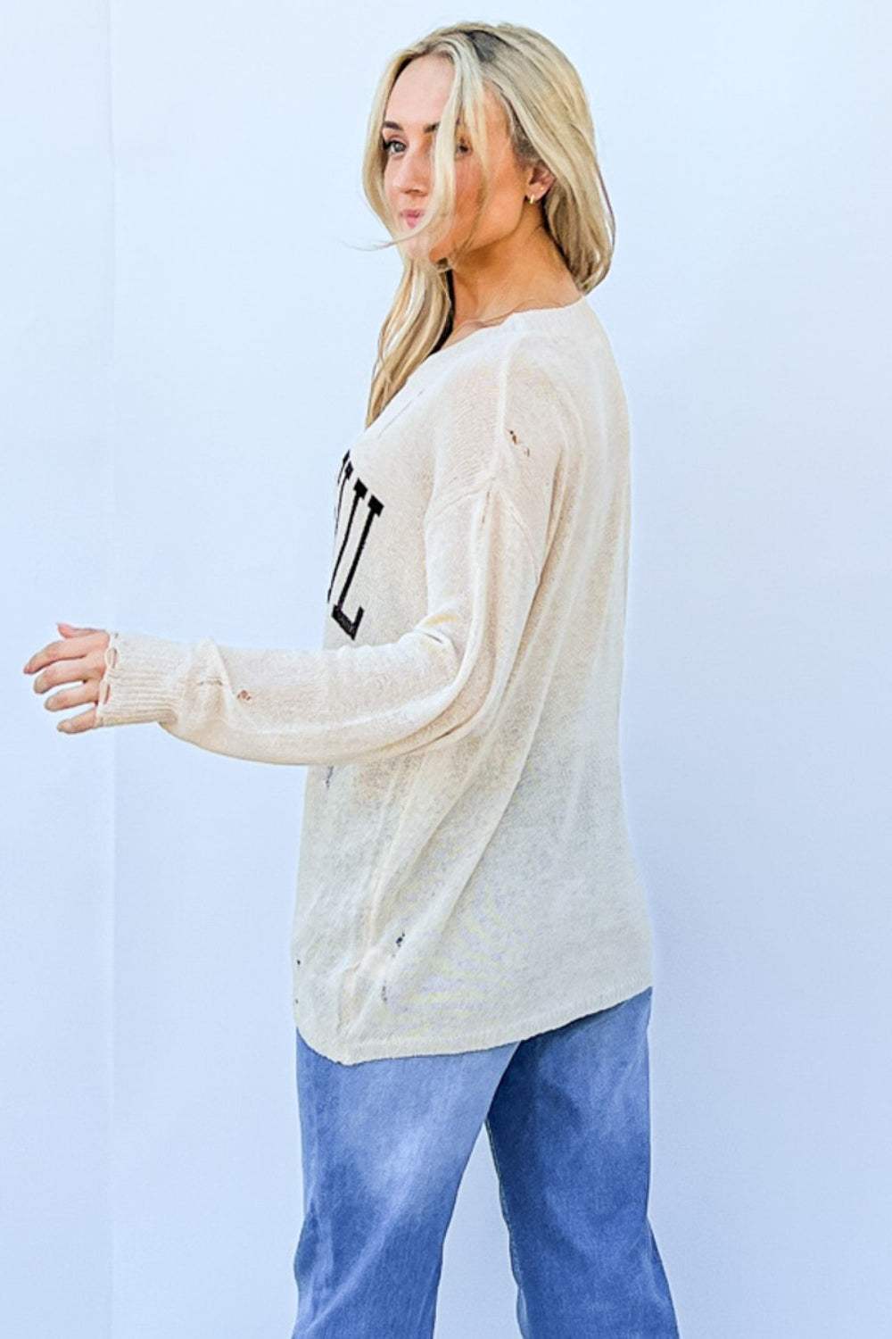 And The Why GRATEFUL Long Sleeve Knit Top - Trendsi - Flyclothing LLC