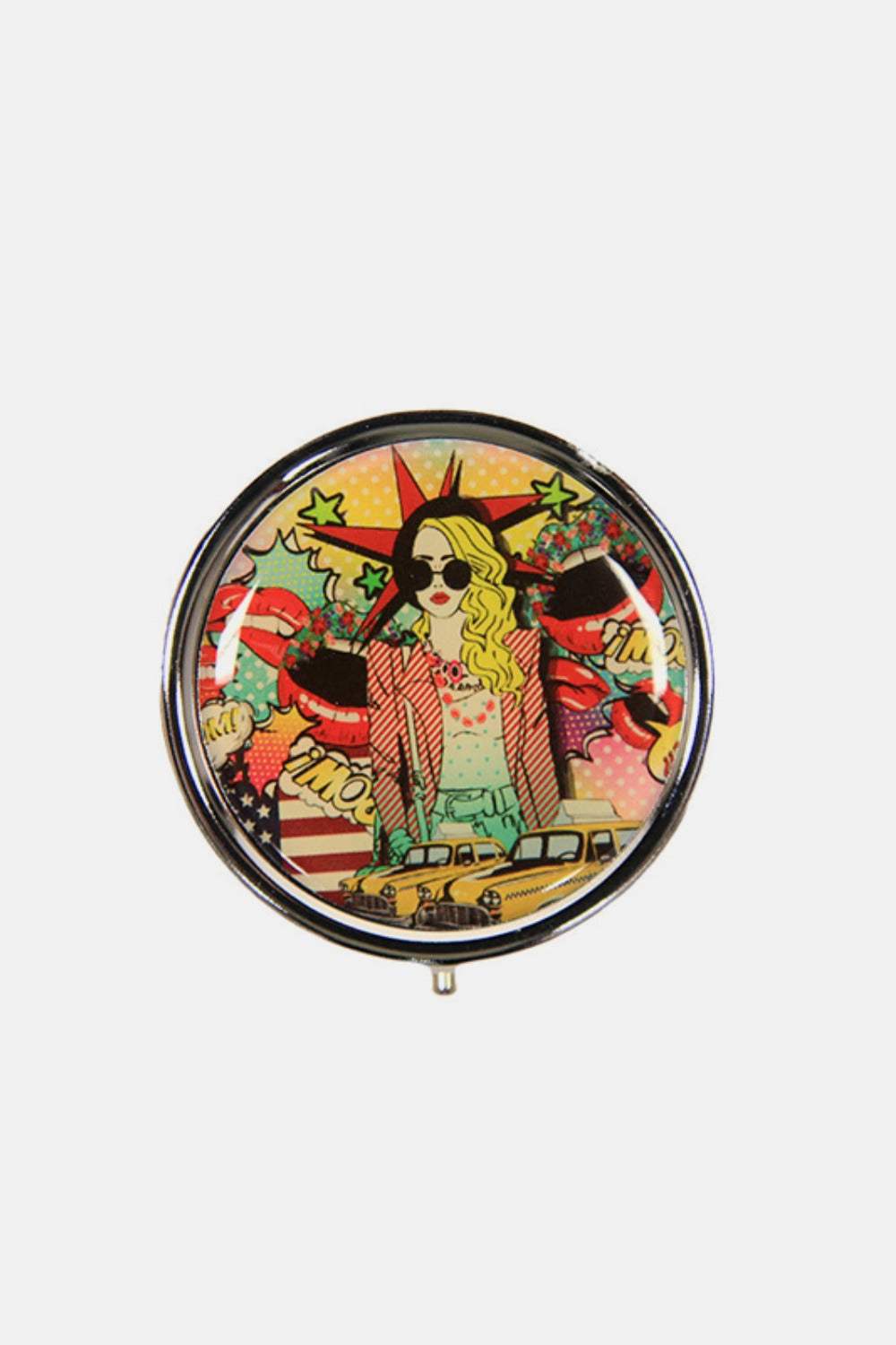 Nicole Lee USA Print Metallic Circular Small Pill Case - Trendsi - Flyclothing LLC