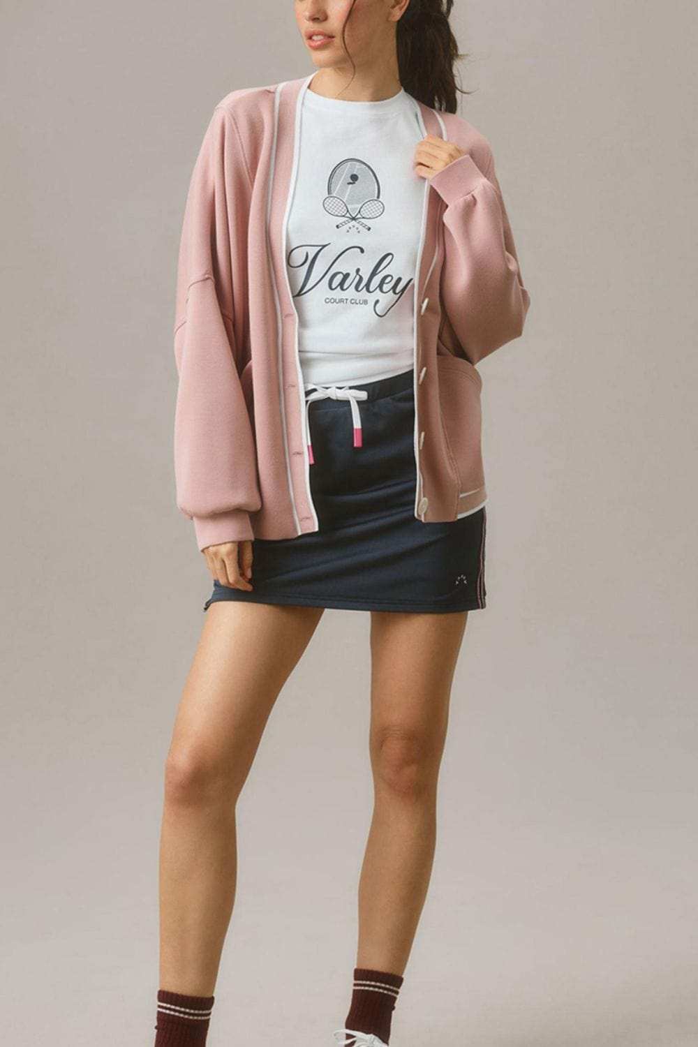 Contrast Trim V Neck Button Up Cardigan - Trendsi - Flyclothing LLC