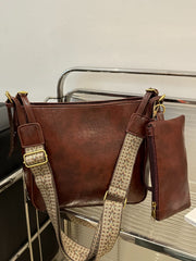 PU Leather Adjustable Strap Crossbody Bag with Pouch - Trendsi