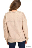 Zenana Acid Wash French Terry Exposed-Seam Pullover - Trendsi - Flyclothing LLC