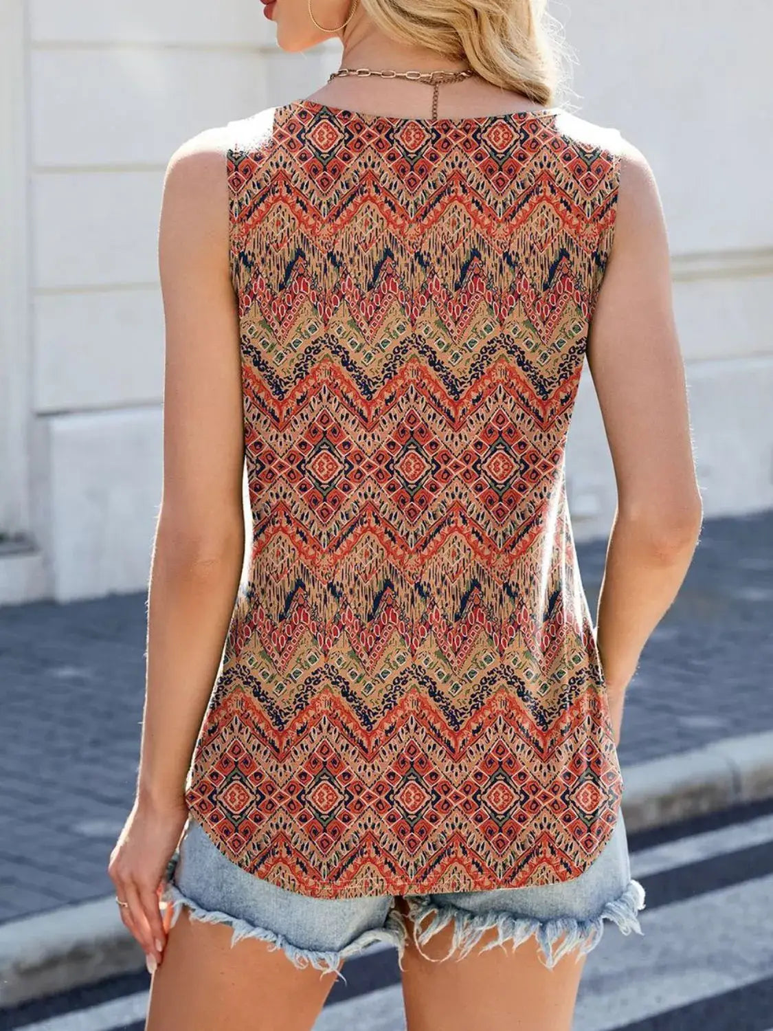 Printed Scoop Neck Wide Strap Tank - Trendsi - Flyclothing LLC