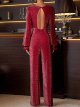 Perfee Cutout Round Neck Long Sleeve Jumpsuit - Trendsi - Flyclothing LLC