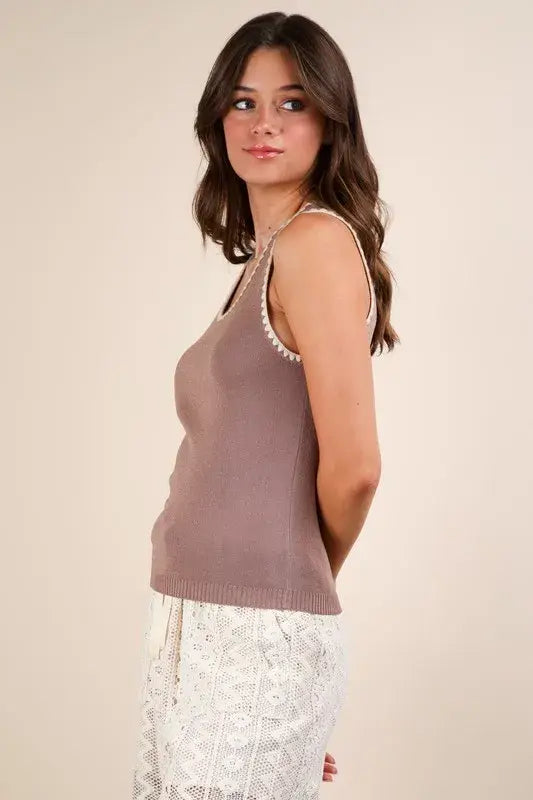 VERY J Blanket Style Sleeveless Knit Tank - Trendsi - Flyclothing LLC