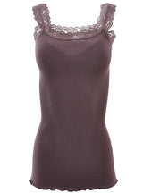 BASIC COTTON Free Spirit Premium Quality 100% Cotton Women's Lace Trim Tank Top Made in Italy (602)