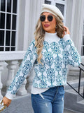 Flower Turtleneck Long Sleeve Sweater - Trendsi - Flyclothing LLC