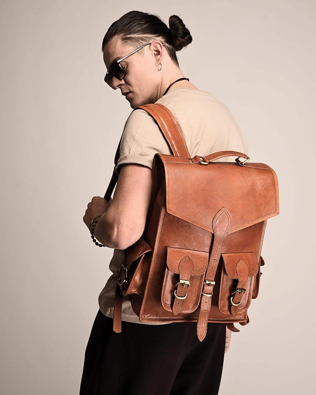 Vintage Leather Backpack Rucksack - Classy Leather Bags - Flyclothing LLC