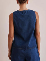 Tie Front Denim Vest - Trendsi - Flyclothing LLC