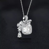 1.5 Carat Moissanite 925 Sterling Silver Bowknot Pendant Necklace - Trendsi - Flyclothing LLC