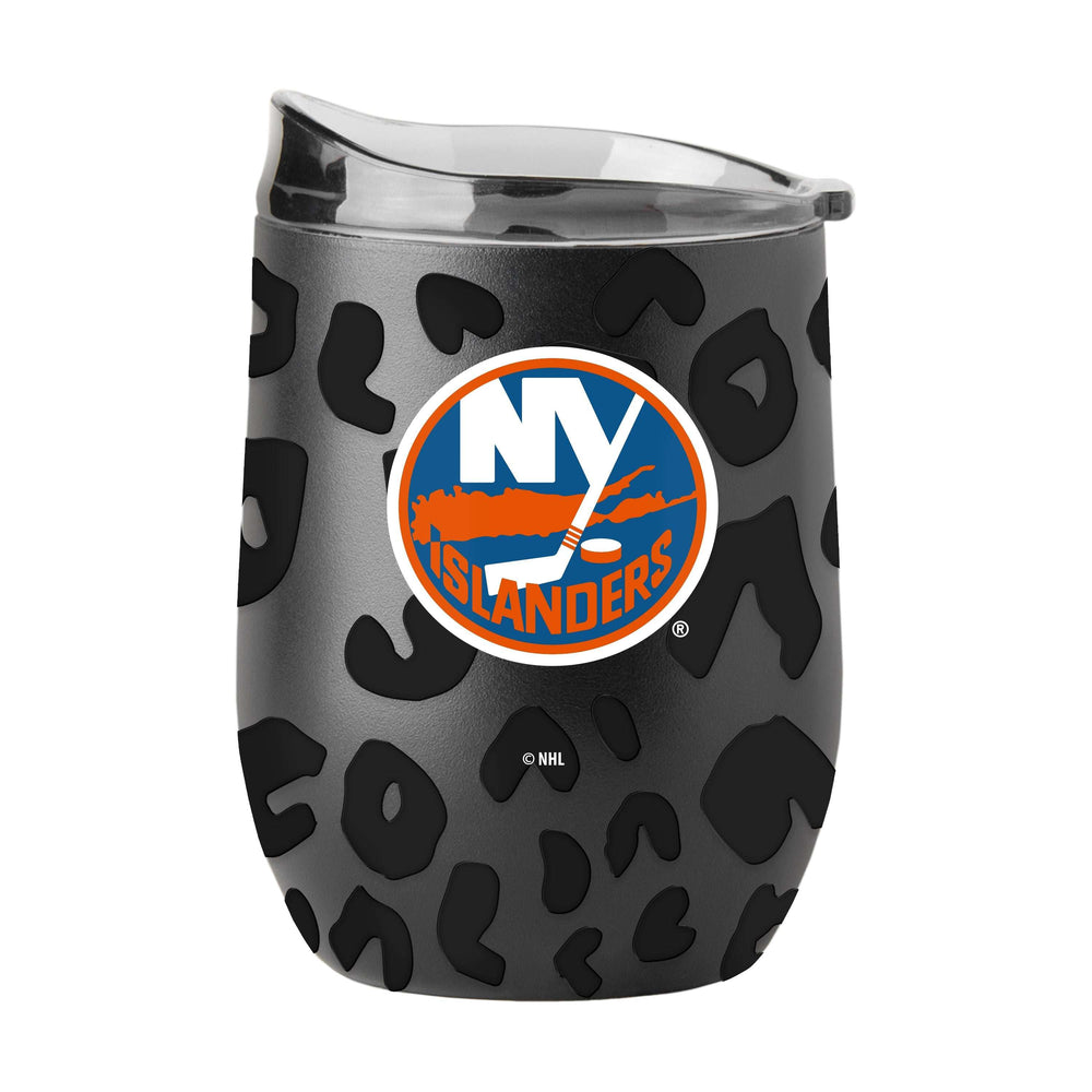 New York Islanders Leopard 16oz Black Powdercoat Curved Beverage - Logo Brands - Flyclothing LLC