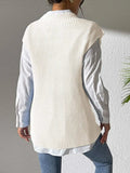 Flower V-Neck Sweater Vest - Trendsi