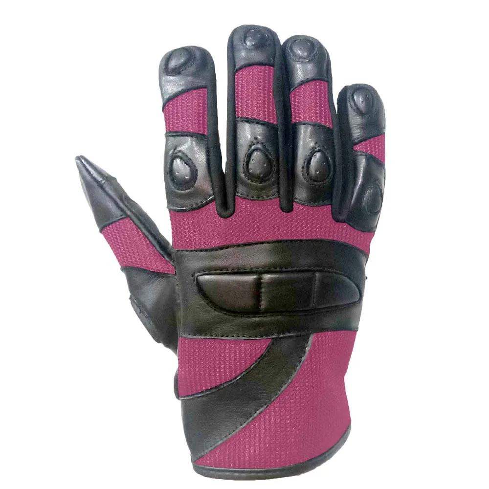 Ladies Black & Pink Full Finger Gloves - Unik Just for Bikers - Flyclothing LLC