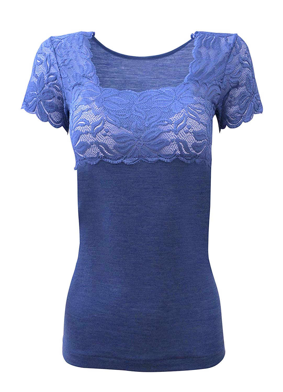 Mare Luxury Merino Wool Blend Women's Top with Lace. Proudly Made in Italy. - tittimitti - Flyclothing LLC