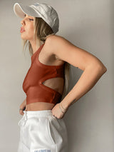 Cutout Round Neck Tank - Trendsi - Flyclothing LLC