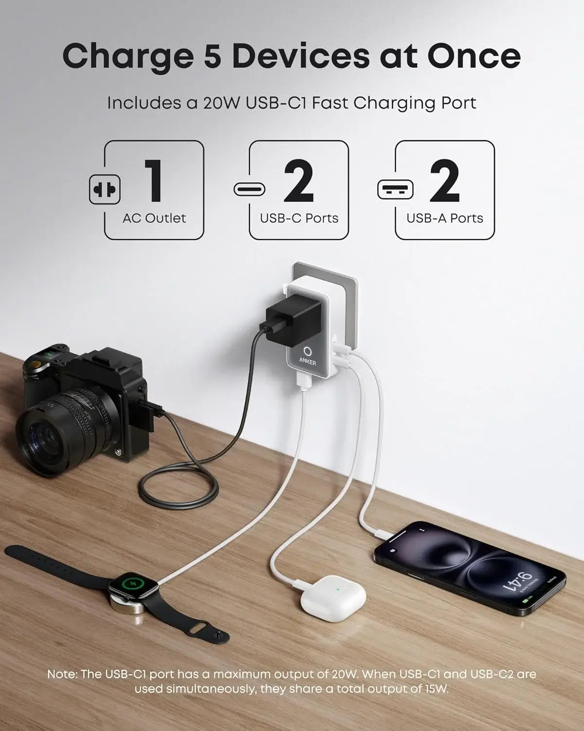 Anker Nano Travel Adapter (5-in-1, 20W, 1-Pack) - Anker - Flyclothing LLC