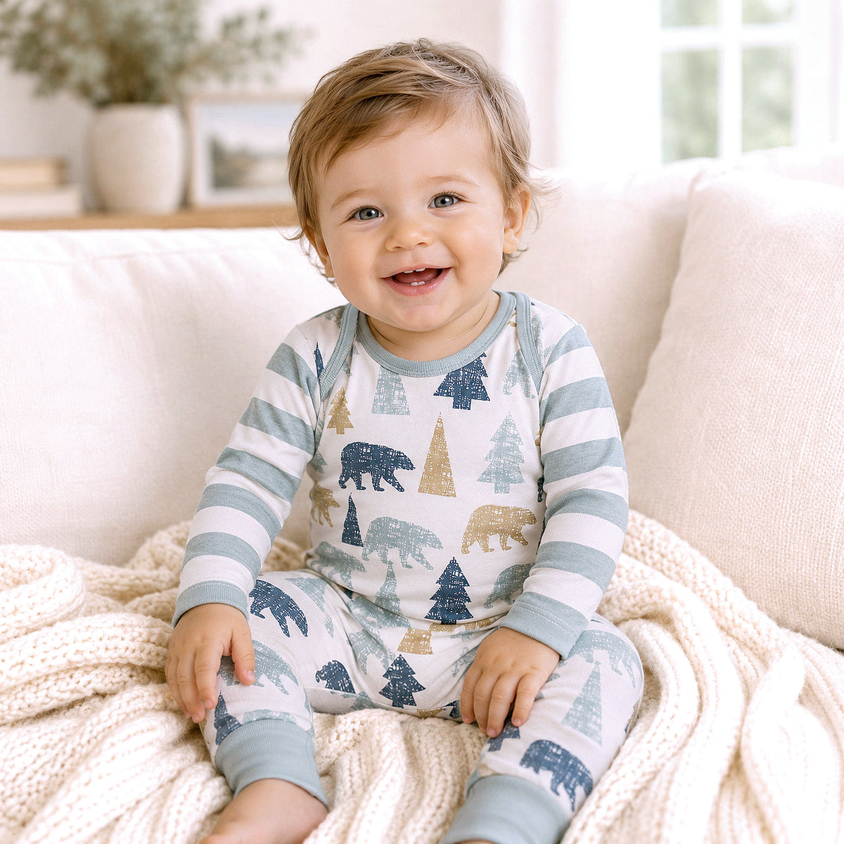 Bear Mountain Baby Boy Cotton Romper - Tesa Babe - Flyclothing LLC