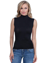 BASIC COTTON Free Spirit Premium Quality Cotton Women's Mock-Neck Sleeveless Top Made in Italy (672)