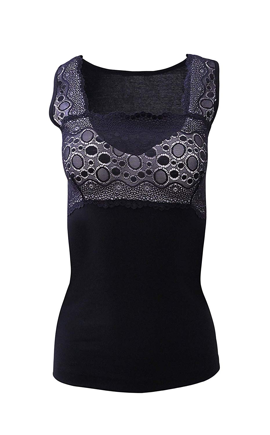 Mare Luxury 100% Mako Cotton Women's Lace-Trimmed Tank Top. Proudly Made in Italy (263) - tittimitti - Flyclothing LLC