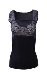 Mare Luxury 100% Mako Cotton Women's Lace-Trimmed Tank Top. Proudly Made in Italy (263) - tittimitti - Flyclothing LLC