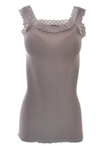 BASIC COTTON Free Spirit Premium Quality 100% Cotton Women's Lace Trim Tank Top Made in Italy (602)