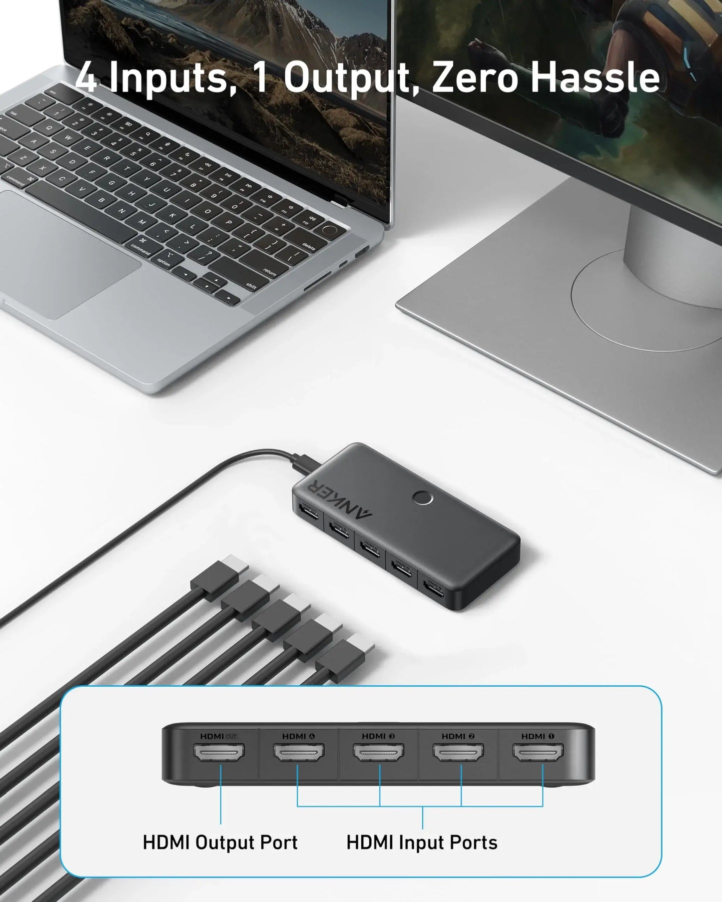Anker HDMI Switch (4 in 1 Out, 4K HDMI) - Anker - Flyclothing LLC