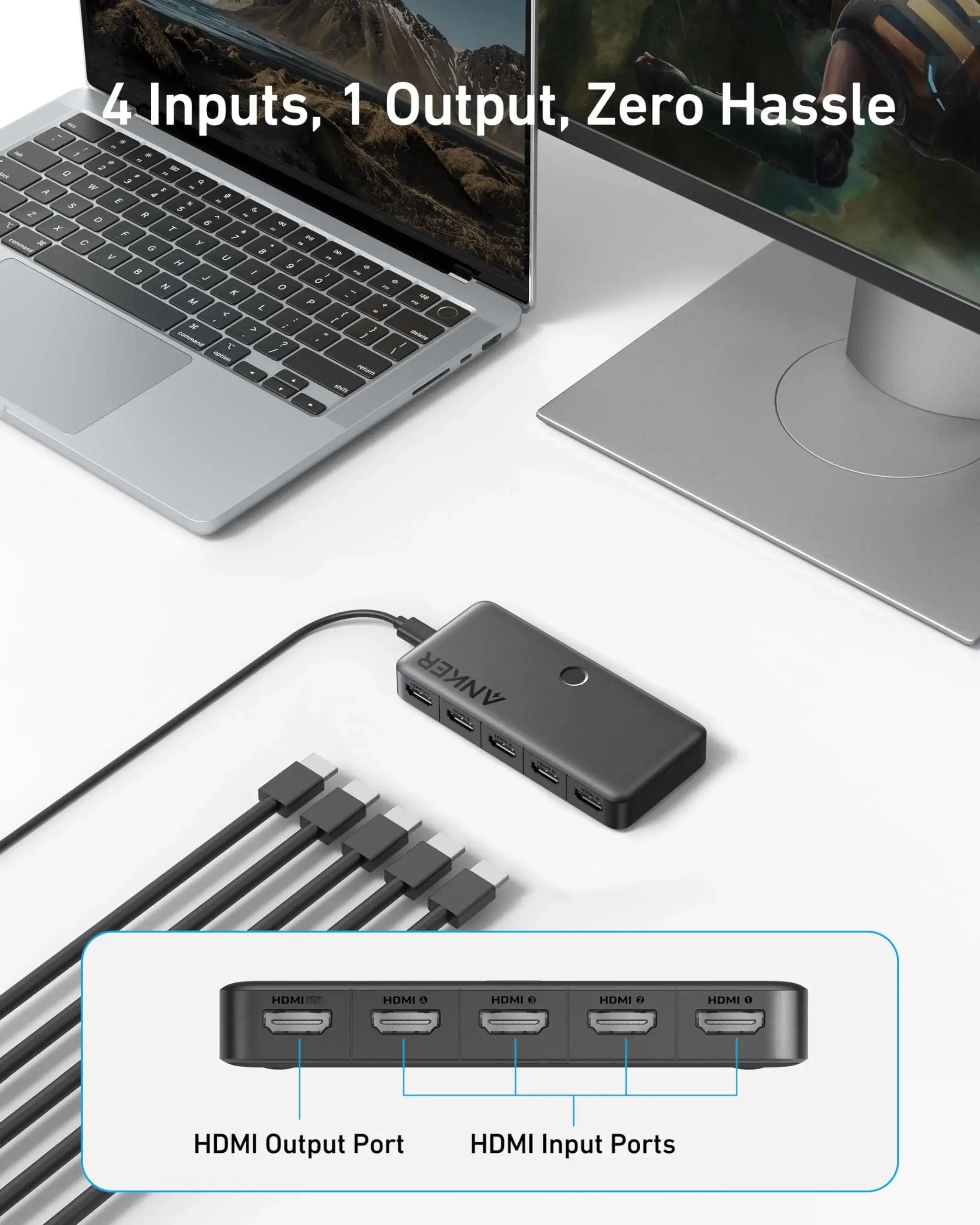 Anker HDMI Switch (4 in 1 Out, 4K HDMI) - Anker - Flyclothing LLC