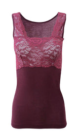 Mare Luxury Merino Wool Blend Women's Lace -Trimmed Tank Top (S - XXL). Proudly Made in Italy. - tittimitti - Flyclothing LLC