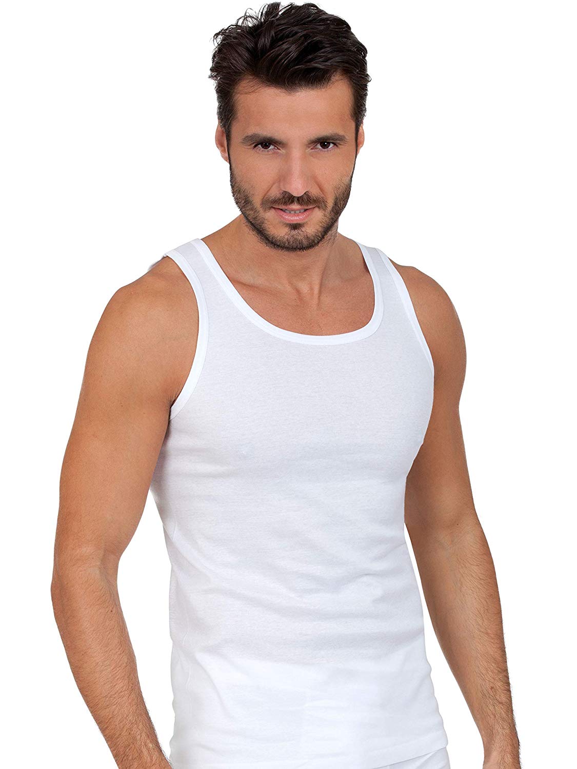 BASIC COTTON Free Spirit Premium Quality Cotton Men's Muscle Tank Top. Proudly Made in Italy (987)