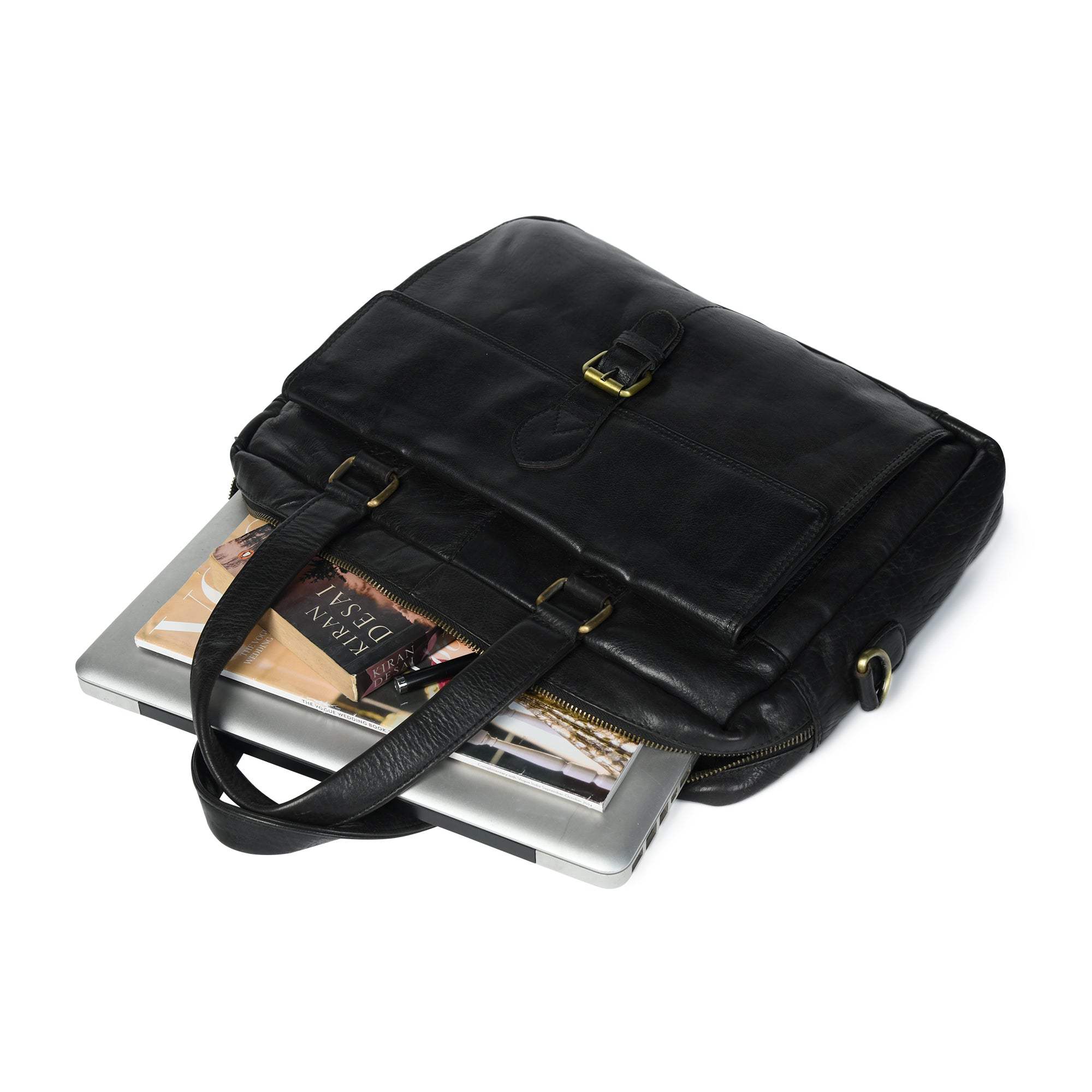 The Modern Briefcase Black - Classy Leather Bags - Flyclothing LLC