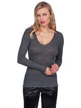 EGI Luxury Wool Silk V-Neck Long Sleeve Top. Proudly Made in Italy (1493) - tittimitti - Flyclothing LLC