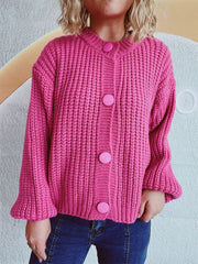 Button Up Long Sleeve Cardigan - Trendsi