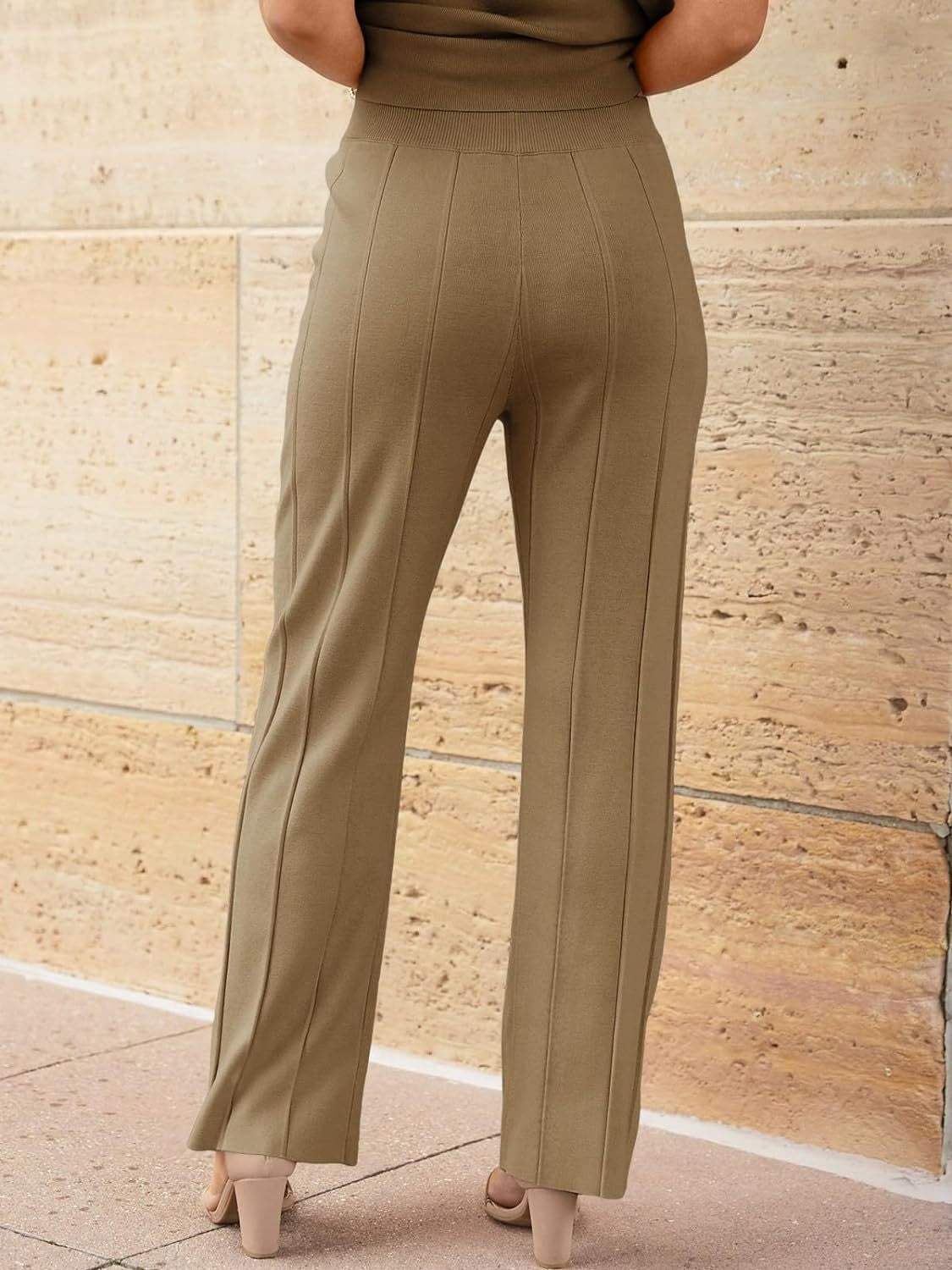 Round Neck Cap Sleeve Top and Pants Knit Set - Trendsi - Flyclothing LLC