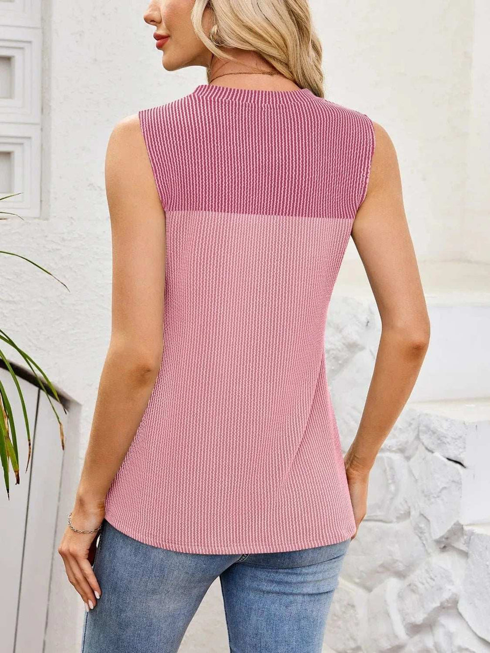 Textured Round Neck Tank - Trendsi - Flyclothing LLC