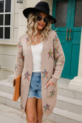 Angel Wings Star Open Front Long Sleeve Cardigan - Trendsi - Flyclothing LLC