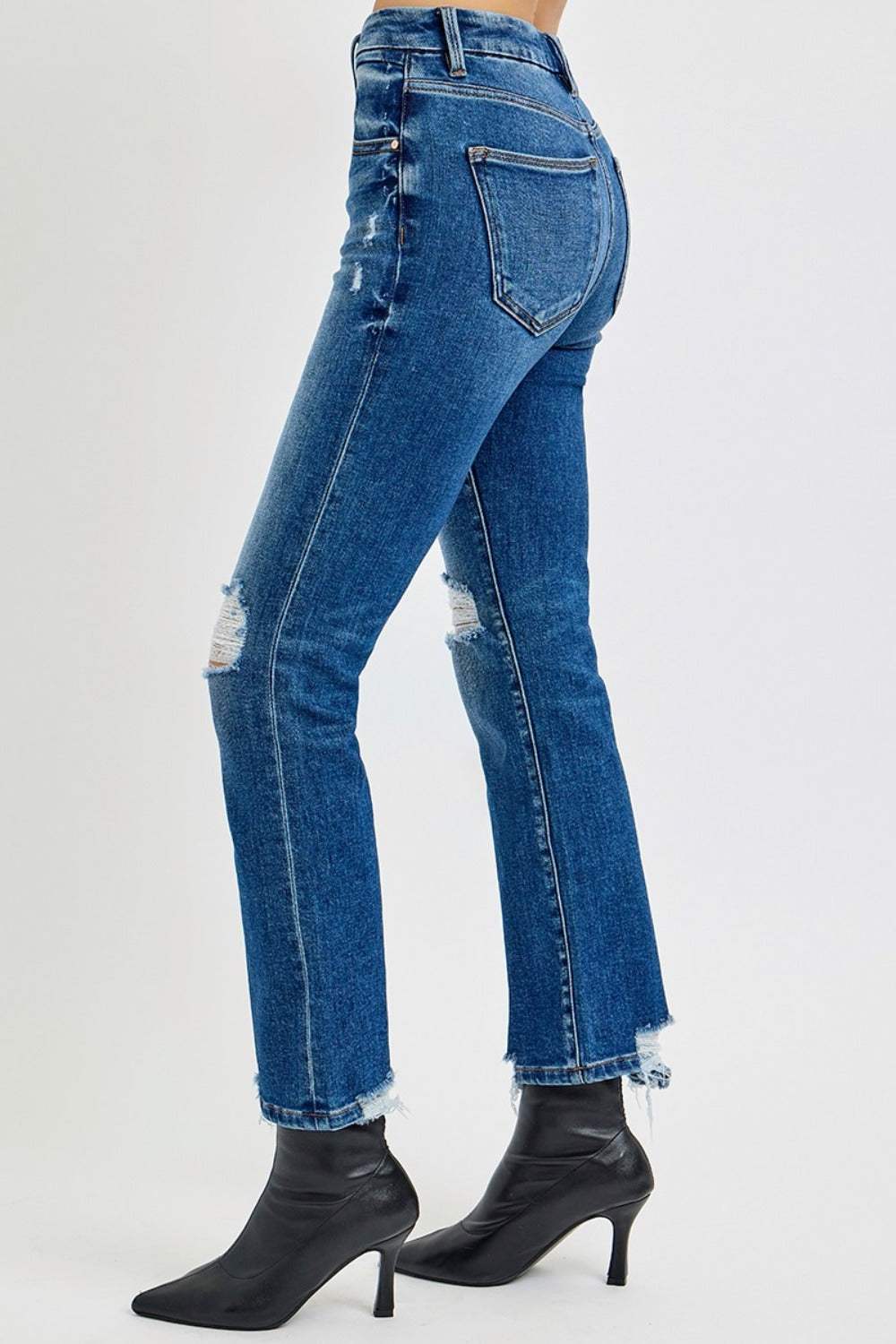 RISEN Full Size High Rise Distressed Crop Straight Jeans - Trendsi - Flyclothing LLC