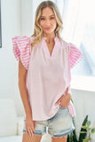 First Love Full Size Striped Flutter Sleeve Blouse - Trendsi
