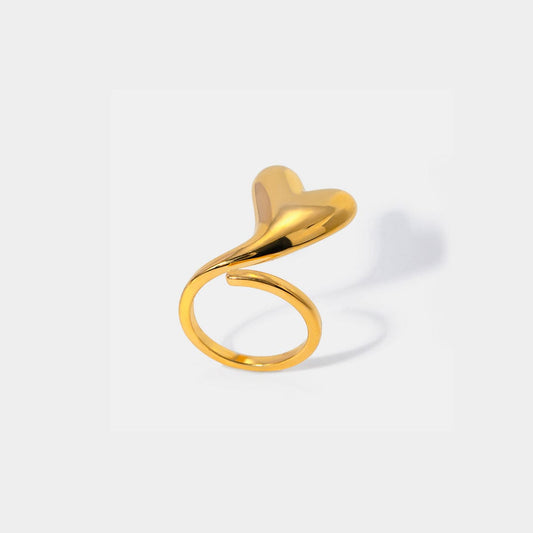 Stainless Steel Heart Bypass Ring Trendsi