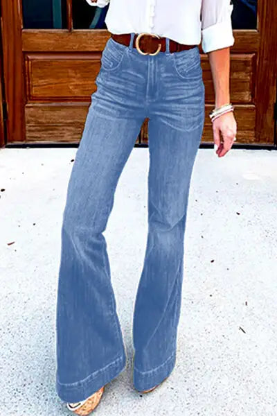 Full Size Flare Jeans with Pockets Plus Size - Trendsi - Flyclothing LLC