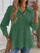 Striped Button-Down Tiered Shirt - Trendsi - Flyclothing LLC