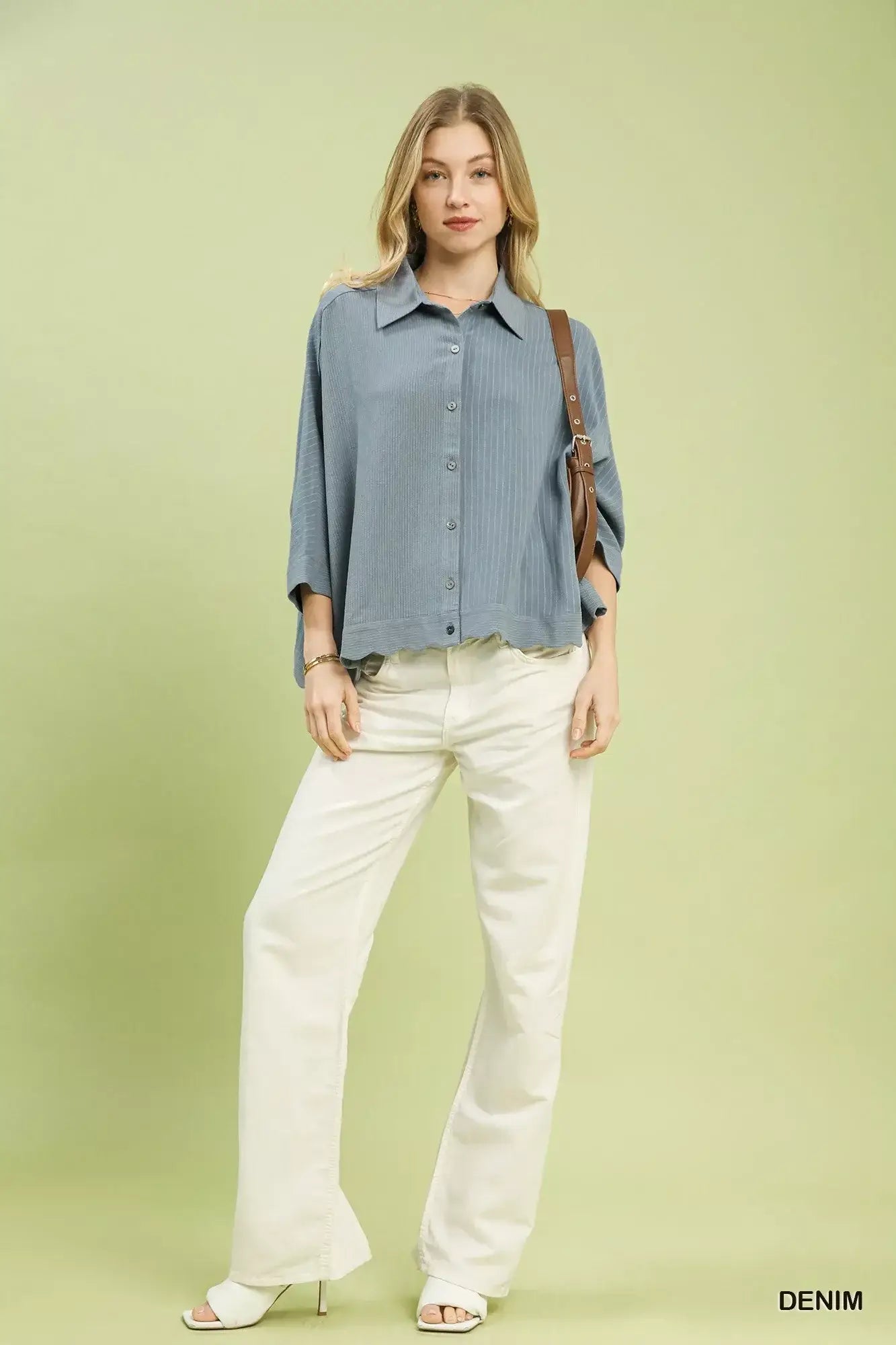 Umgee Oversized Striped Button-Down Shirt - Trendsi - Flyclothing LLC
