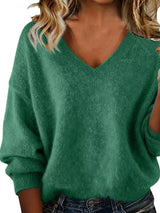 Full Size V-Neck Dropped Shoulder Sweater Plus Size - Trendsi - Flyclothing LLC