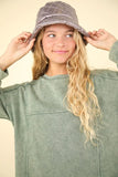 VERY J Mineral Washed Oversized Sweatshirt Mini Dress - Trendsi