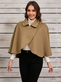 Collared Neck Cropped Cape - Trendsi - Flyclothing LLC