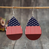 Stars and Stripes PU Leather Teardrop Earrings - Trendsi