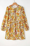 Printed Tie Neck Balloon Sleeve Mini Dress - Trendsi - Flyclothing LLC