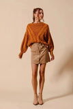 SO ME Scallop Buttoned Front Corduroy Mini Skirt - Trendsi