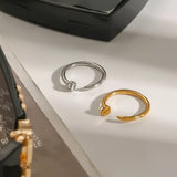 Stainless Steel Zircon Open Ring - Trendsi - Flyclothing LLC