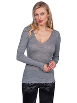 EGI Luxury Wool Silk V-Neck Long Sleeve Top. Proudly Made in Italy (1493) - tittimitti - Flyclothing LLC